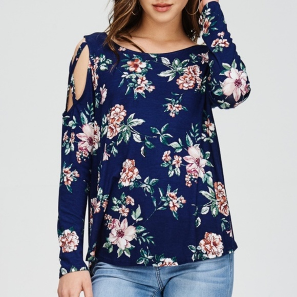 *HOST PICK* Floral Cold Shoulder Top - Picture 2 of 7